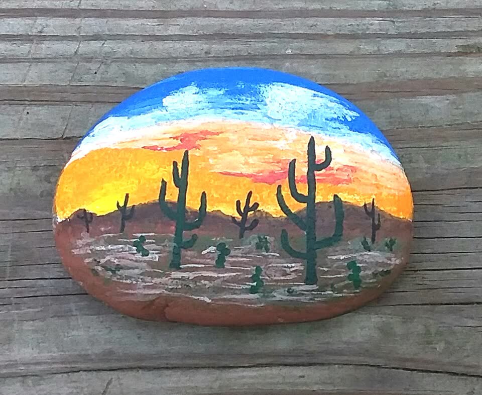 Desert cactus at sunset